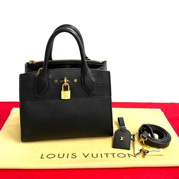 469k1194294 1 Louis Vuitton City Steamer Mini Leather 2way Bag Black