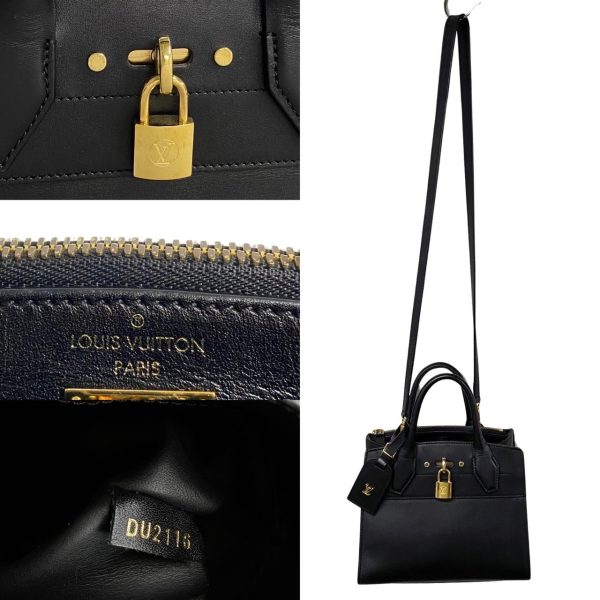 469k1194294 5 Louis Vuitton City Steamer Mini Leather 2way Bag Black