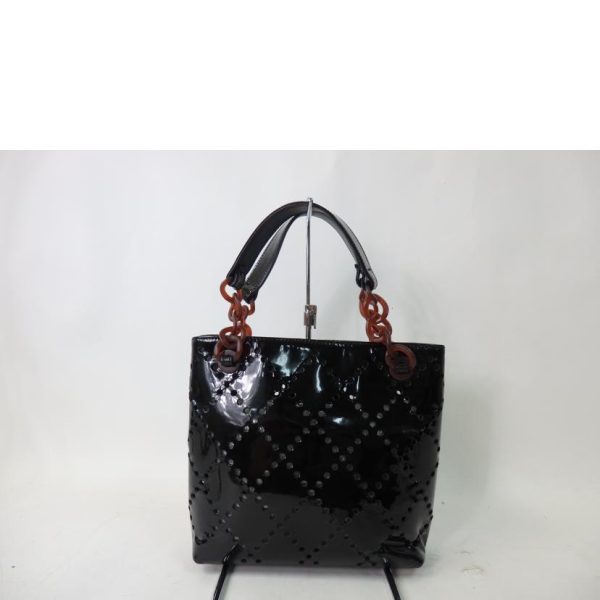 47088 2 Chanel Cocomark Punching Chain Bag Black