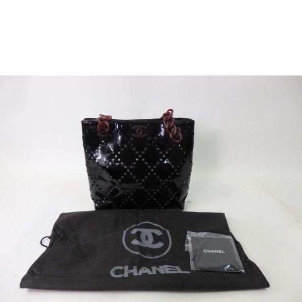 47088 7 Chanel Cocomark Punching Chain Bag Black