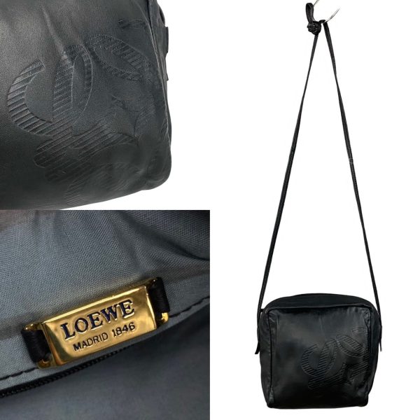 470k1281444 4 Loewe Anagram Logo Leather Mini Shoulder Bag Black