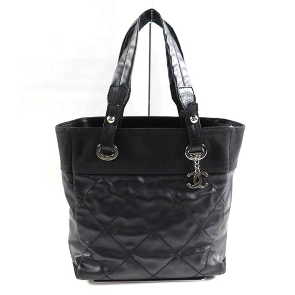 47101 1 Chanel Paris Biarritz Tote PM Bag Black