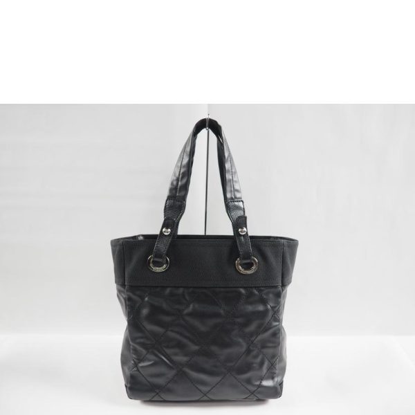 47101 2 Chanel Paris Biarritz Tote PM Bag Black