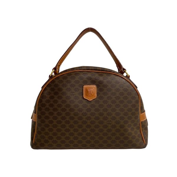 471k241667236 3 Celine Vintage Macadam Triomphe Logo Leather Boston Bag Brown