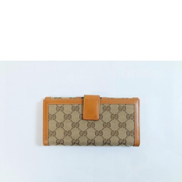 47353 2 GUCCI Sherry Line GG Canvas W Hook Long Wallet