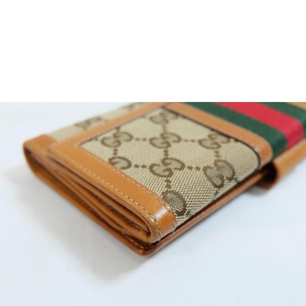 47353 7 GUCCI Sherry Line GG Canvas W Hook Long Wallet