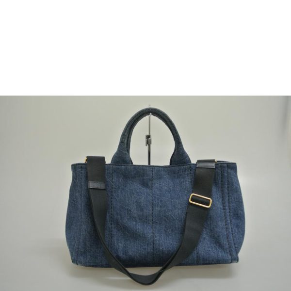 47370 2 PURADA Prada Kanapa Denim with Shoulder Strap Bag Black