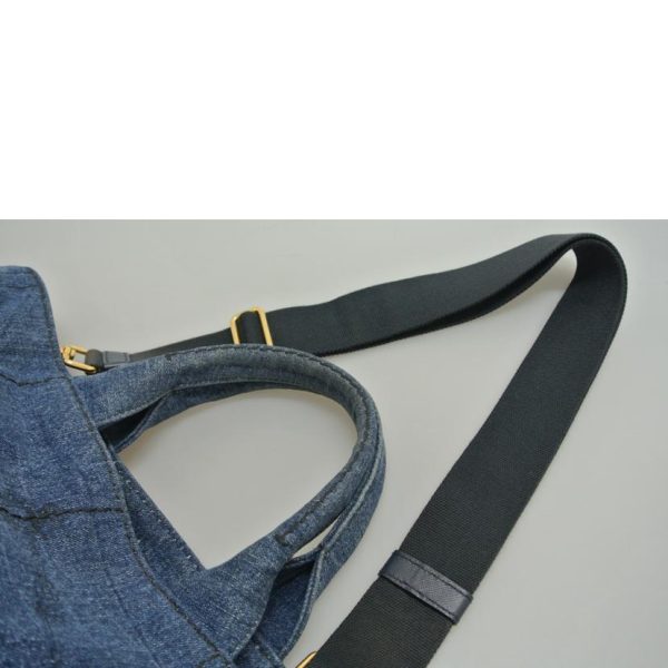 47370 4 PURADA Prada Kanapa Denim with Shoulder Strap Bag Black