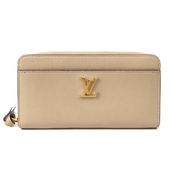 47388 1 Louis Vuitton Zippy Lock Me Long Calf Leather Wallet Beige