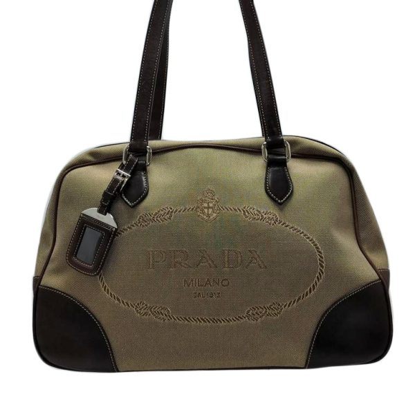 47399 1 PRADA Logo Jacquard Mini Boston Black