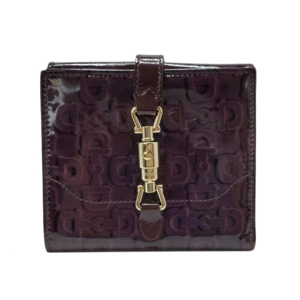 47405 1 Gucci W Hook Jackie Metal Fittings Wallet Purple Gold