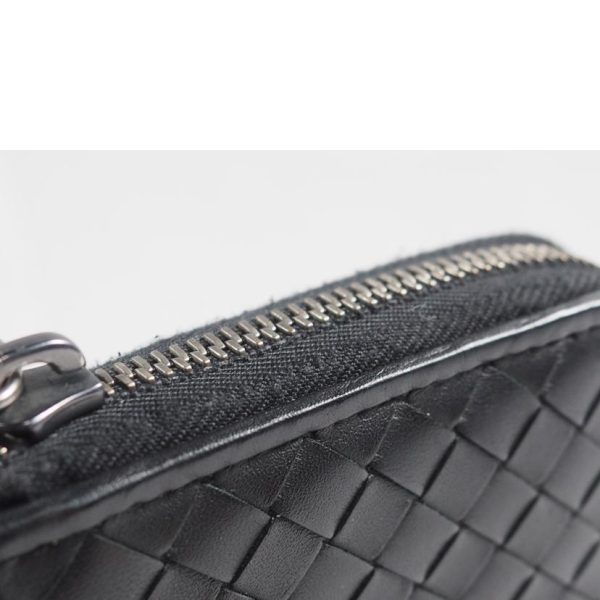 47460 6 Bottega Veneta Leather Round Zipper Long Wallet Black