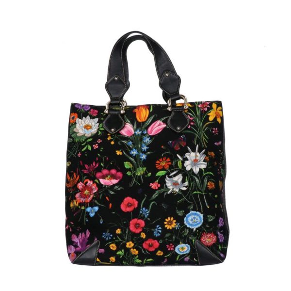 47586 2 GUCCI Flower Print Canvas Tote