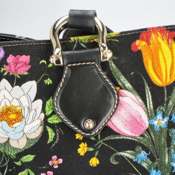 47586 7 GUCCI Flower Print Canvas Tote