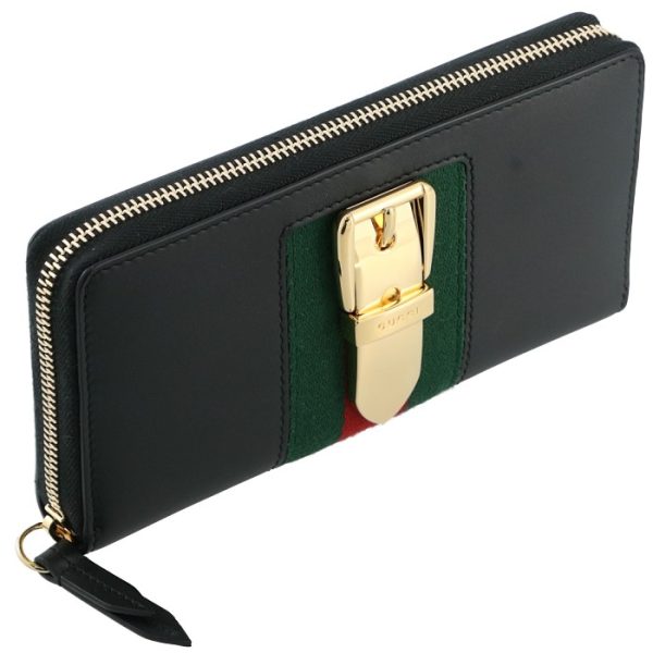 476083cwlsg1060 GUCCI Sylvie Buckle Round Wallet Black