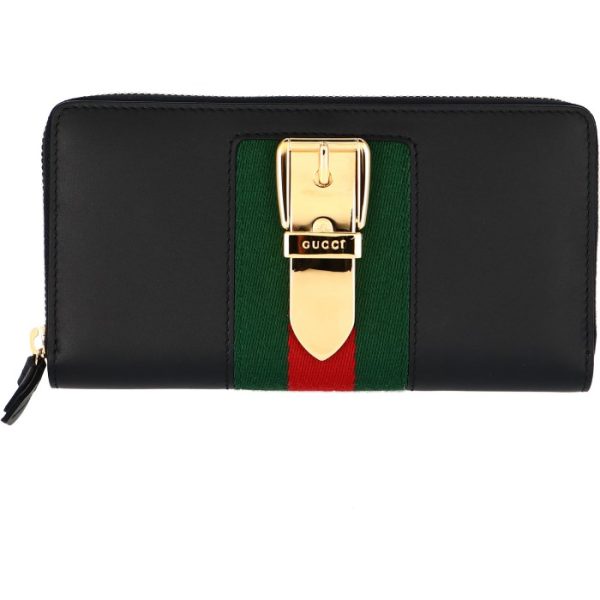 476083cwlsg1060 1 GUCCI Sylvie Buckle Round Wallet Black