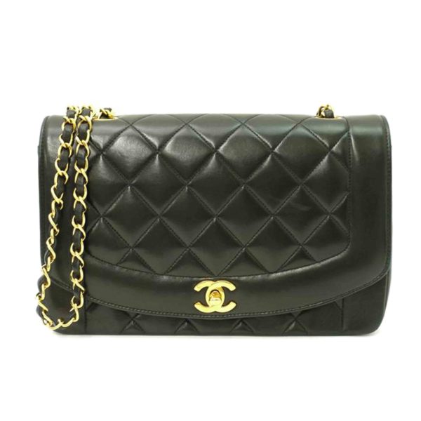 47632 1 Chanel Diana Flap Matelassé Chain Shoulder Bag Black