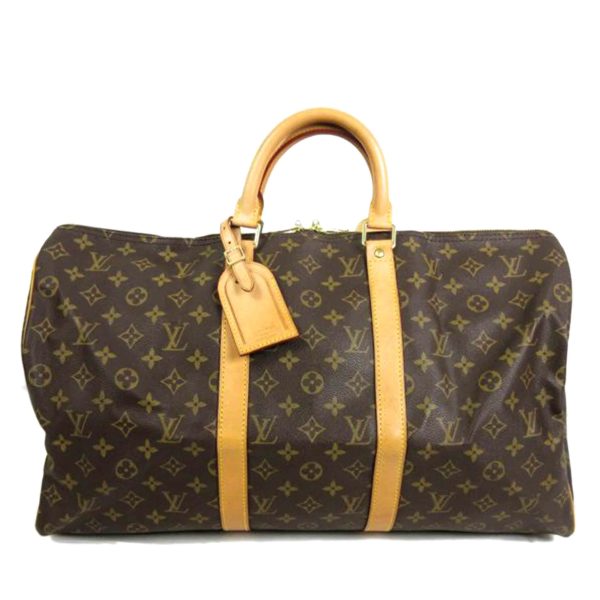 47674 1 Louis Vuitton Keepall 50 Monogram Duffel Bag Brown