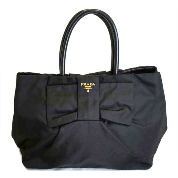 47719 1 Prada Nylon Ribbon Tote Bag Black