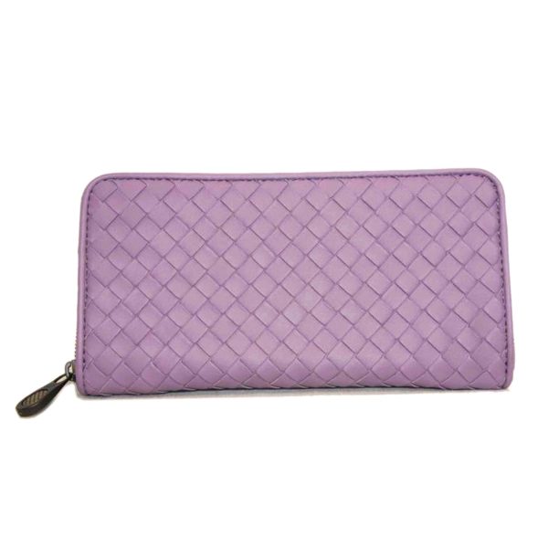 47771 1 Bottega Veneta Intrecciato Round Zipper Wallet Purple