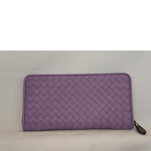 47771 2 Bottega Veneta Intrecciato Round Zipper Wallet Purple