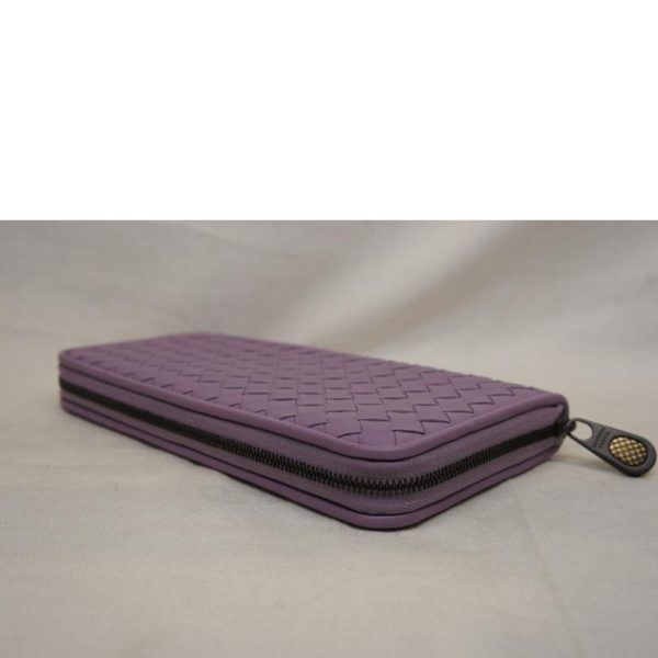 47771 3 Bottega Veneta Intrecciato Round Zipper Wallet Purple