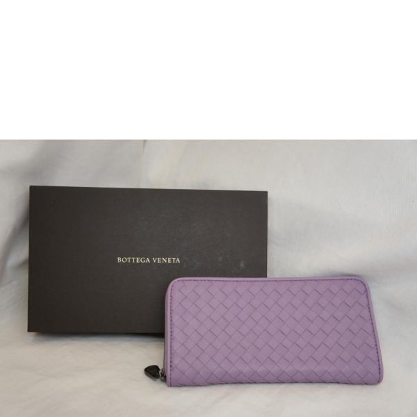 47771 6 Bottega Veneta Intrecciato Round Zipper Wallet Purple