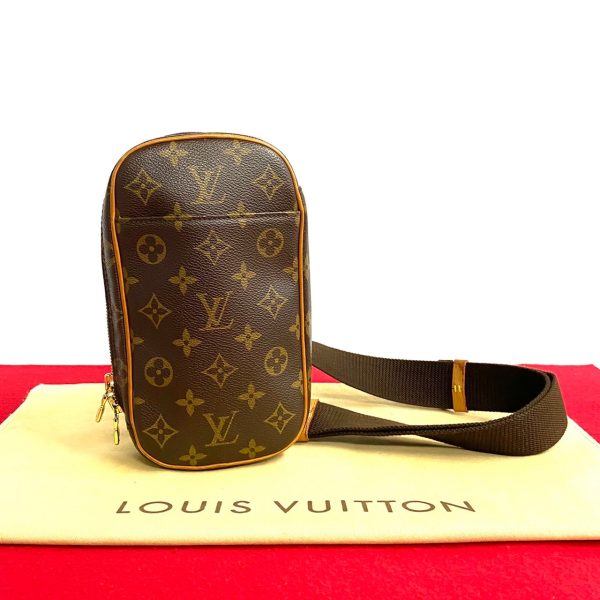 477l242190298 1 Louis Vuitton Pochette Ganju Monogram Leather Body Bag Brown