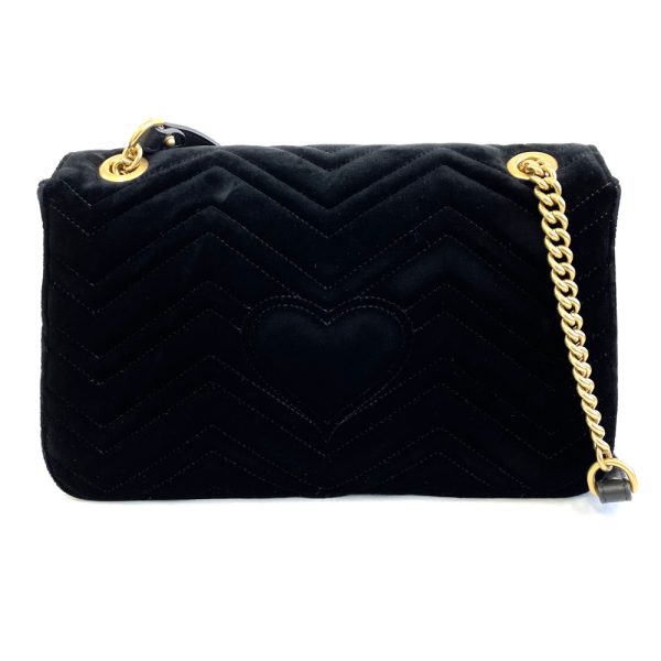 47820 2 Gucci GG Marmont Velvet Chain Shoulder Bag Black