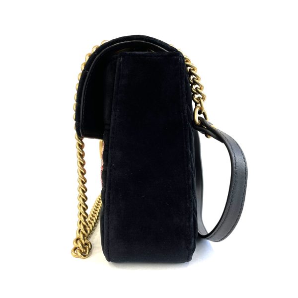 47820 3 Gucci GG Marmont Velvet Chain Shoulder Bag Black