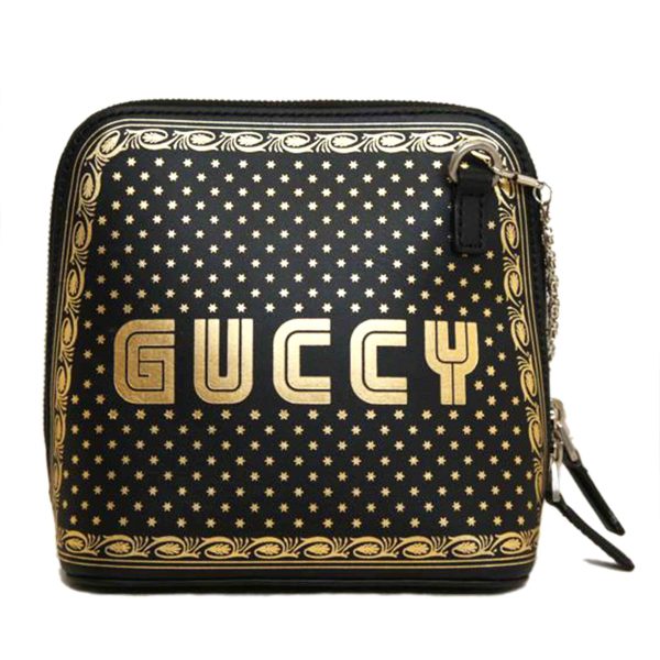 47825 1 Gucci Guccy Print Chain Shoulder Bag Black