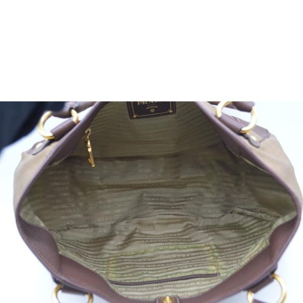 47849 5 Prada Logo Jacquard Leather Handbag Cordo Moro