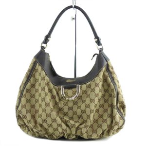 47937 1 Gucci Bamboo Leather 2Way Shoulder Bag Beige