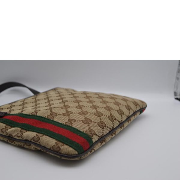 47979 3 GUCCI GG Canvas Sherry Line Leather Shoulder Bag