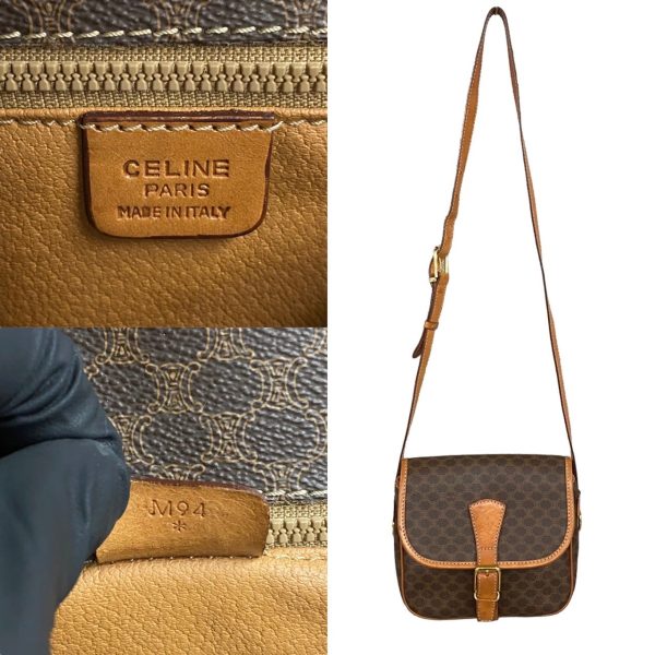 479l241956022 4 Celine Vintage Macadam Triomphe Logo Leather Mini Shoulder Bag Pochette Brown