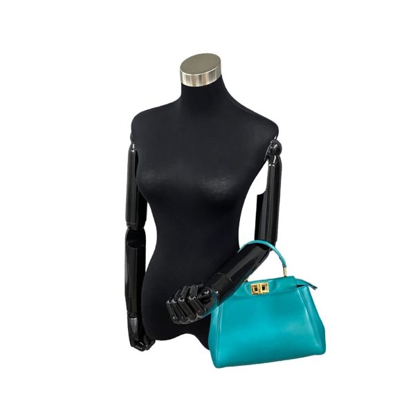 479l242291673 3 Fendi Peekaboo Mini Leather 2way Shoulder Bag Green