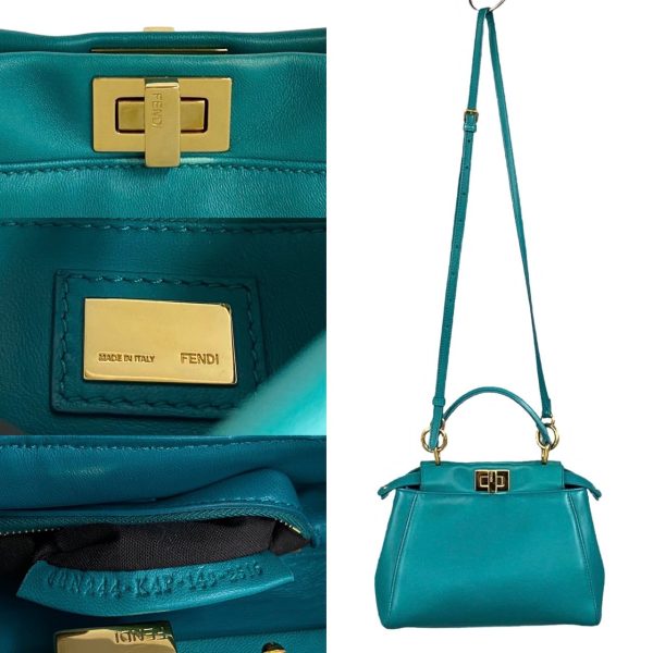 479l242291673 5 Fendi Peekaboo Mini Leather 2way Shoulder Bag Green