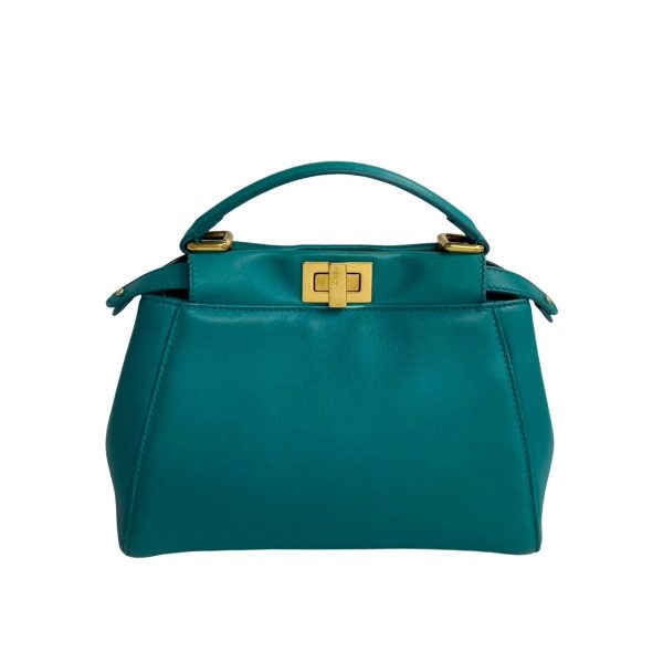 479l242291673 6 Fendi Peekaboo Mini Leather 2way Shoulder Bag Green