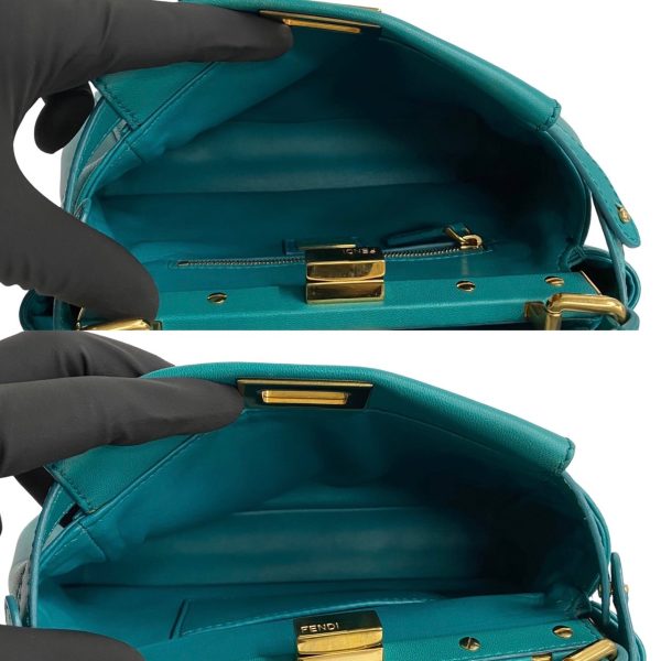 479l242291673 9 Fendi Peekaboo Mini Leather 2way Shoulder Bag Green