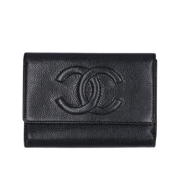 48042 1 Chanel Caviar Trifold Wallet Black