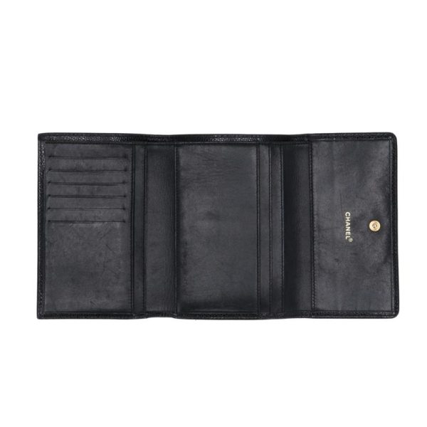 48042 3 Chanel Caviar Trifold Wallet Black