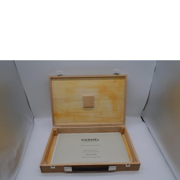 48103 5 Chanel Logo Wood Attache Case