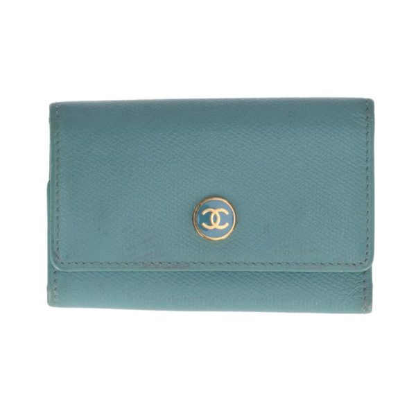 48110 1 Chanel Leather Key Case Light Blue