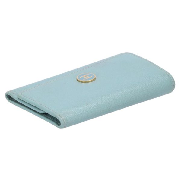 48110 4 Chanel Leather Key Case Light Blue