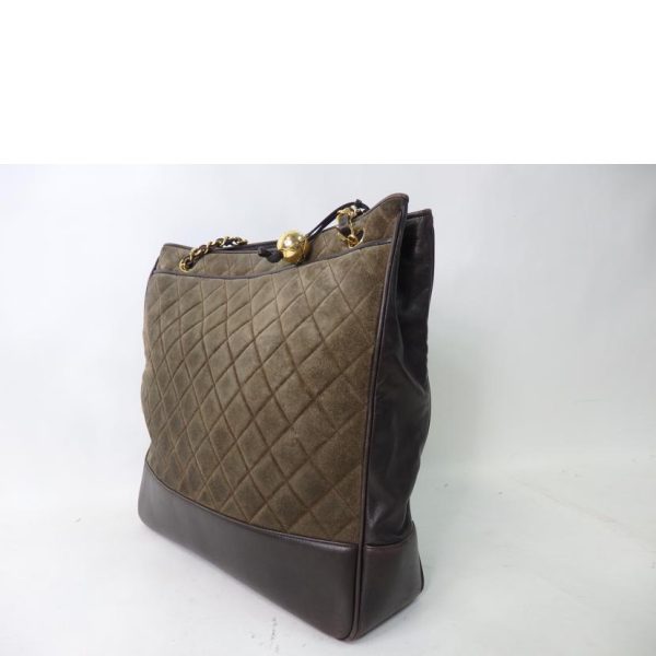 48165 3 Chanel Suede Chain Shoulder Bag Brown