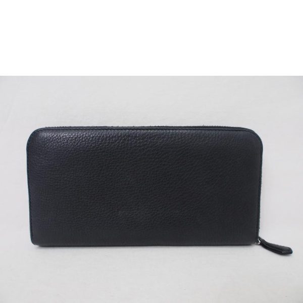 48342 2 PRADA Prada Saffiano Leather Round Zipper Long Wallet Bag Black