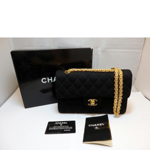 48562 01 Chanel Matelasse W Flap Chain Shoulder Bag 23 Quilted Black