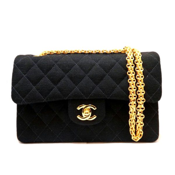 48562 02 Chanel Matelasse W Flap Chain Shoulder Bag 23 Quilted Black