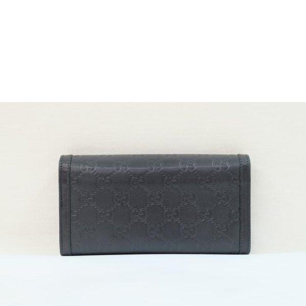 48698 2 Gucci Interlocking Logo Shima Leather Long Wallet Black