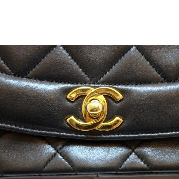 48807 06 Chanel Matelasse Diana Flap Chain Shoulder Bag Black